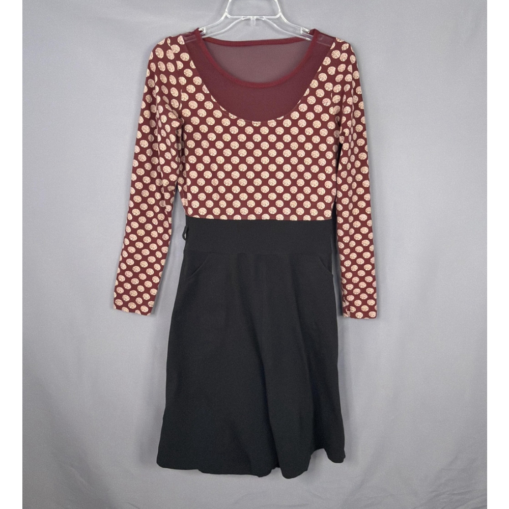 Effie's Heart Dress Womens Medium Black Red Polka Dot Fit & Flare Ruffle Skirt‎